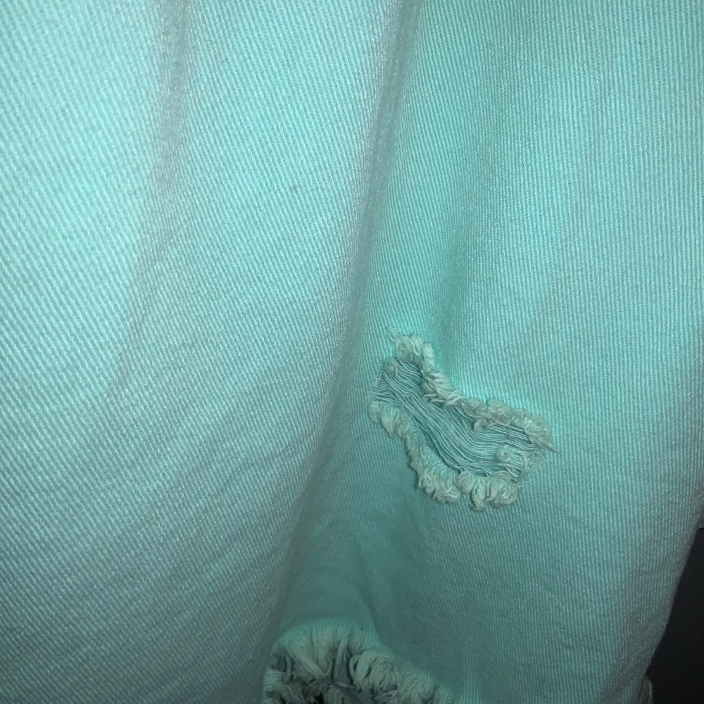 Pol Aqua Plaid Button Front Patchwork Shacket Sz … - image 5